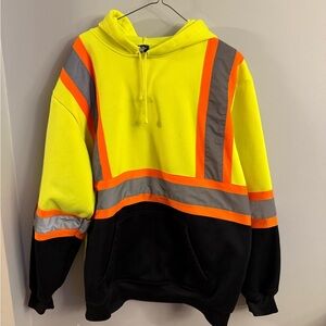 Golden Elephant High Visibility Safety Hoodie Neon Yellow Reflective Workwear